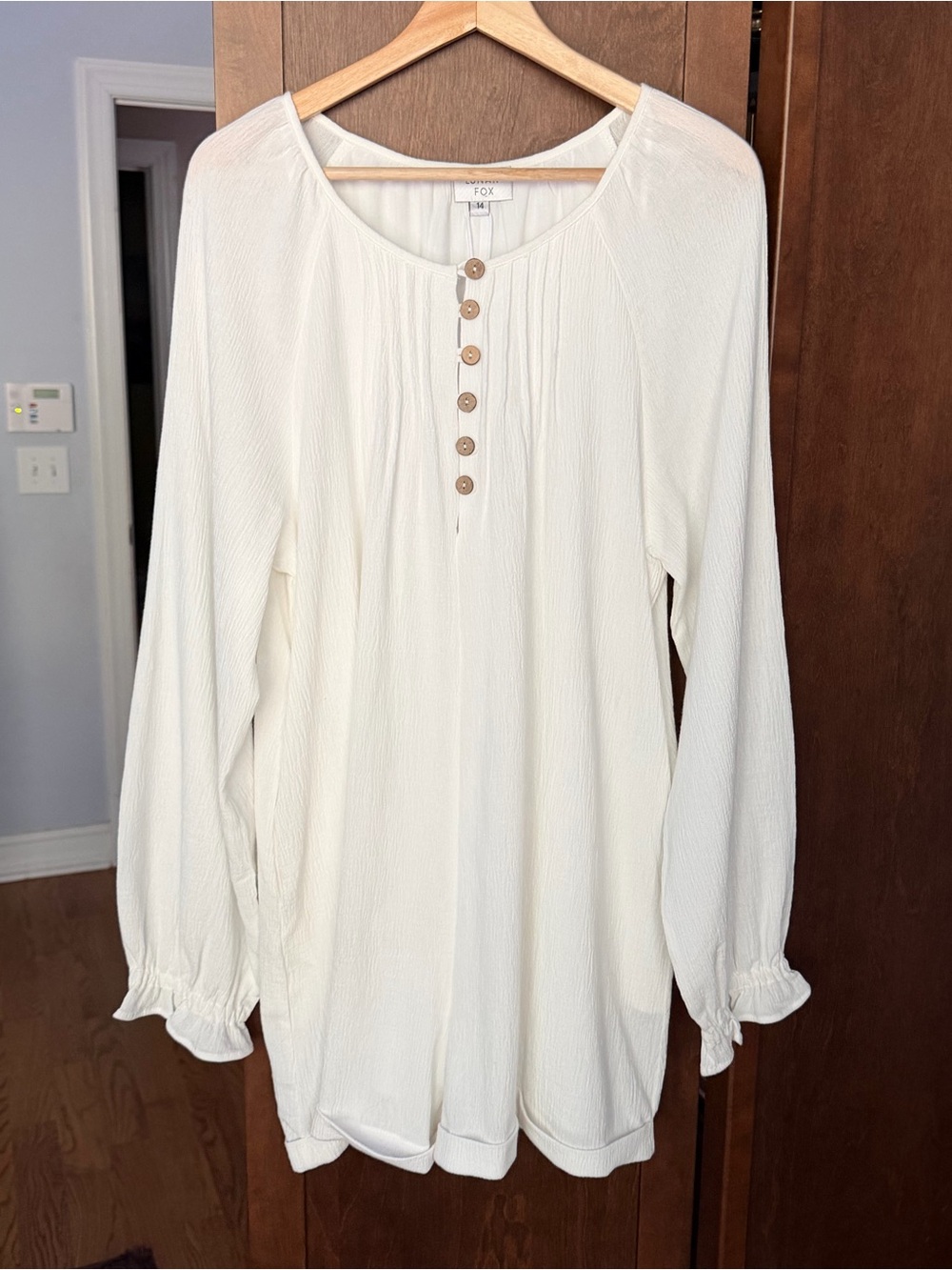 Lunar Fox Button-Front Cotton Romper in White
